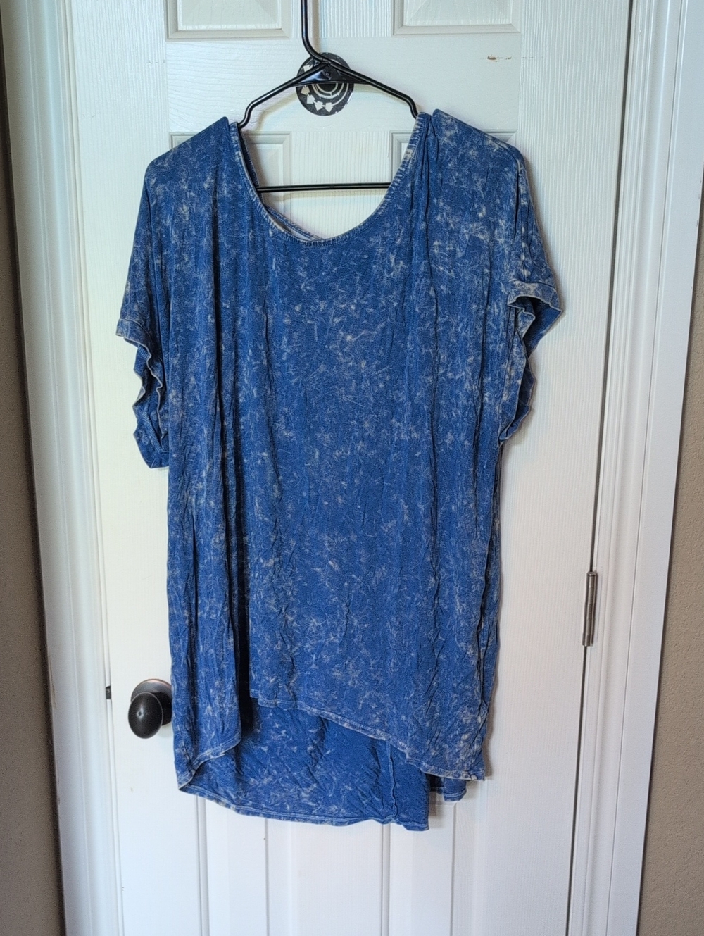 Cato Blue Mineral Wash Short Sleeve Tunic